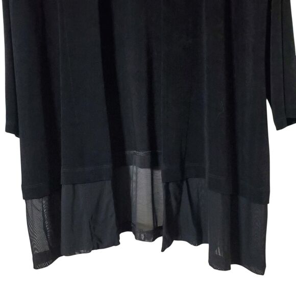 Chicos Travelers Cardigan 2 Large 12 Black Acetate Slinky Open Front Womens - Picture 3 of 9